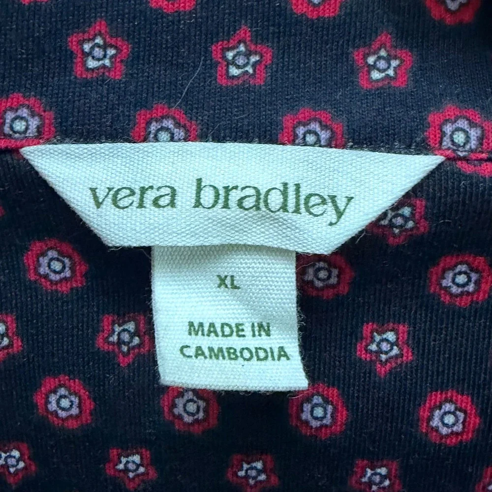 Vera Bradley Pajamas Women XL Black Plaid Button Down Sleepwear Set Loungewear